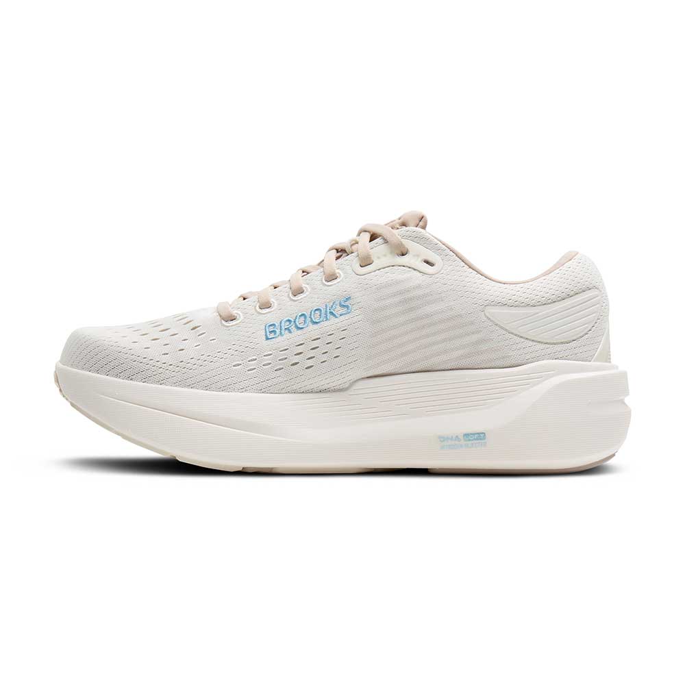 Women's Ghost Max 3 Running Shoe - Coconut/Chateau Grey/Blue - Wide (D)