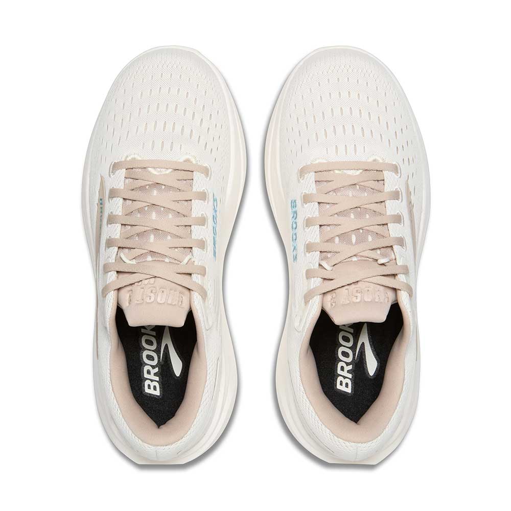 Women's Ghost Max 3 Running Shoe - Coconut/Chateau Grey/Blue - Wide (D)