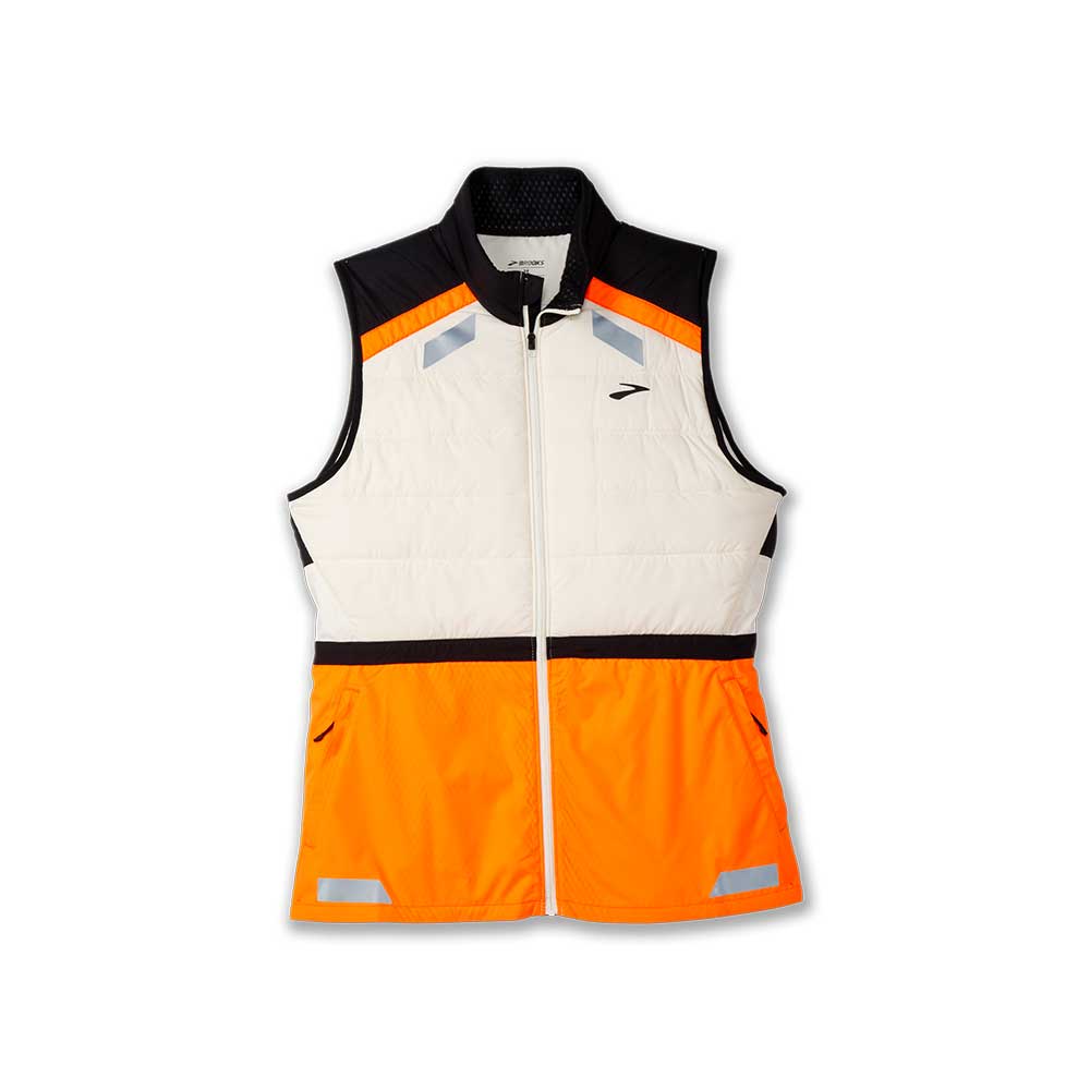 Women's Run Visible Insulated Vest 2.0 - Ecru/Fluoro Flash/Black