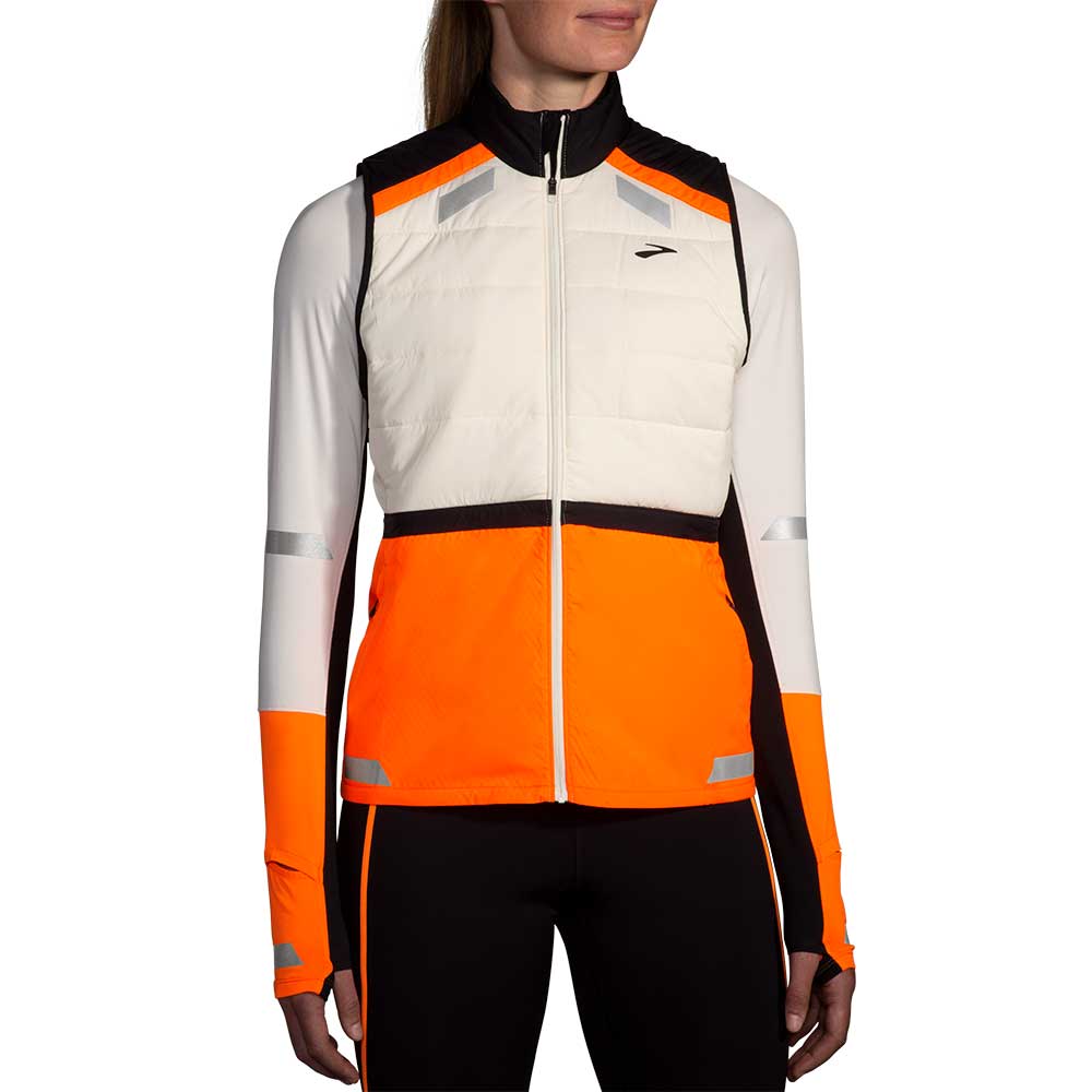 Women's Run Visible Insulated Vest 2.0 - Ecru/Fluoro Flash/Black