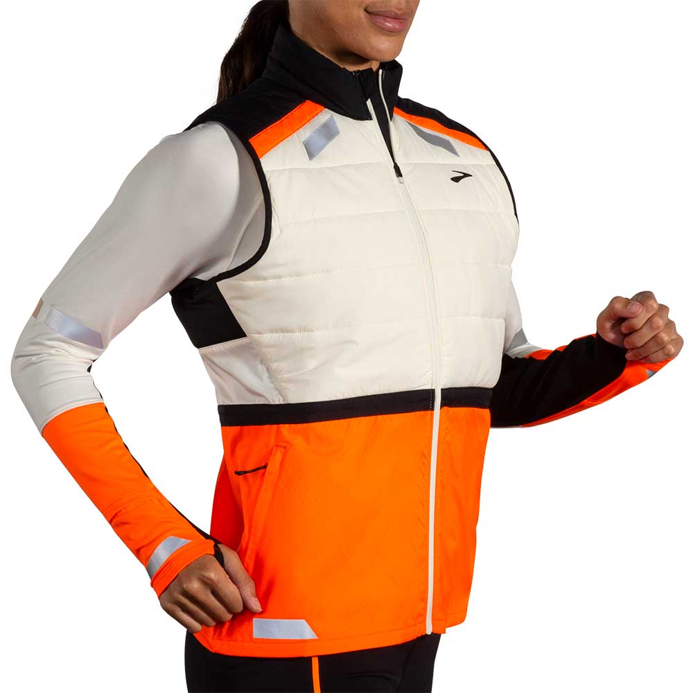 Women's Run Visible Insulated Vest 2.0 - Ecru/Fluoro Flash/Black