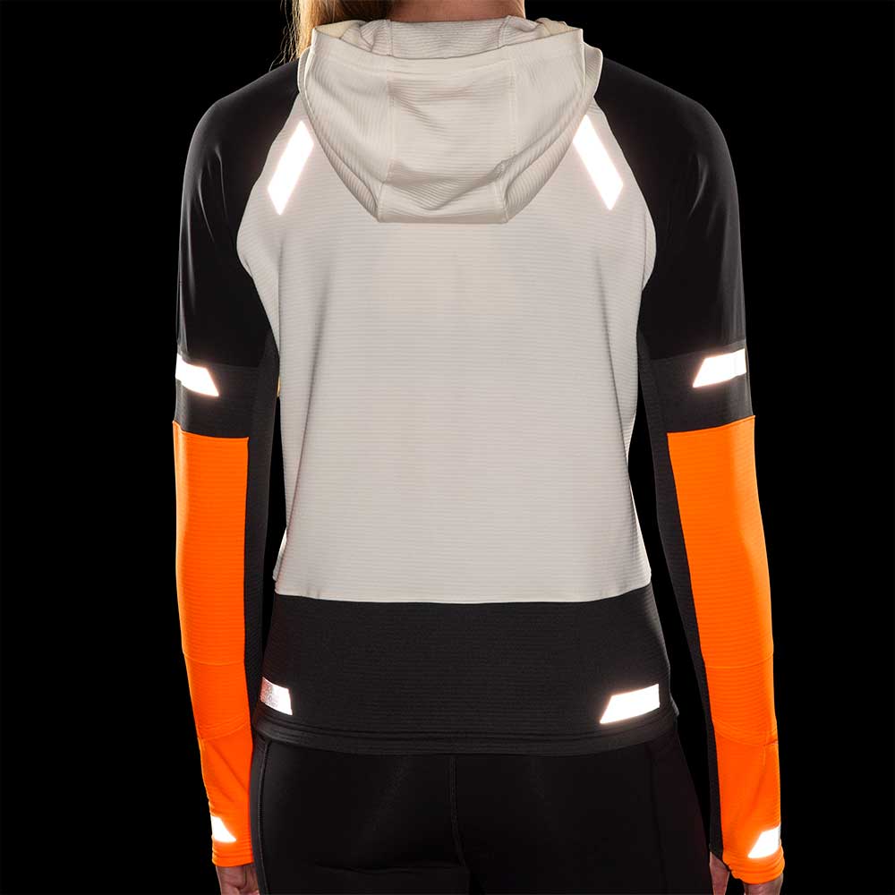 Women's Run Visible Notch Thermal Hoodie 2.0 - Ecru/Fluoro Flash/Black