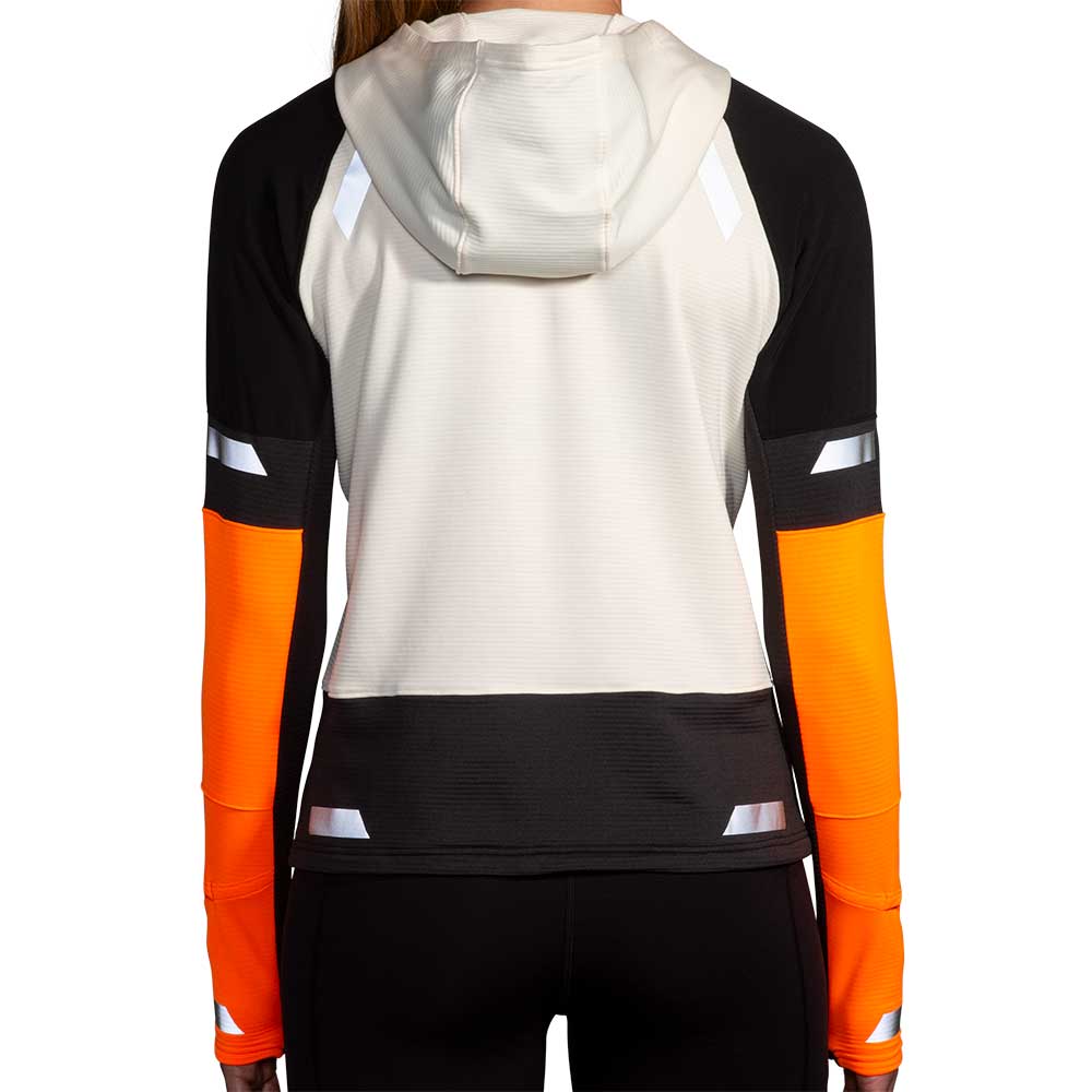 Women's Run Visible Notch Thermal Hoodie 2.0 - Ecru/Fluoro Flash/Black