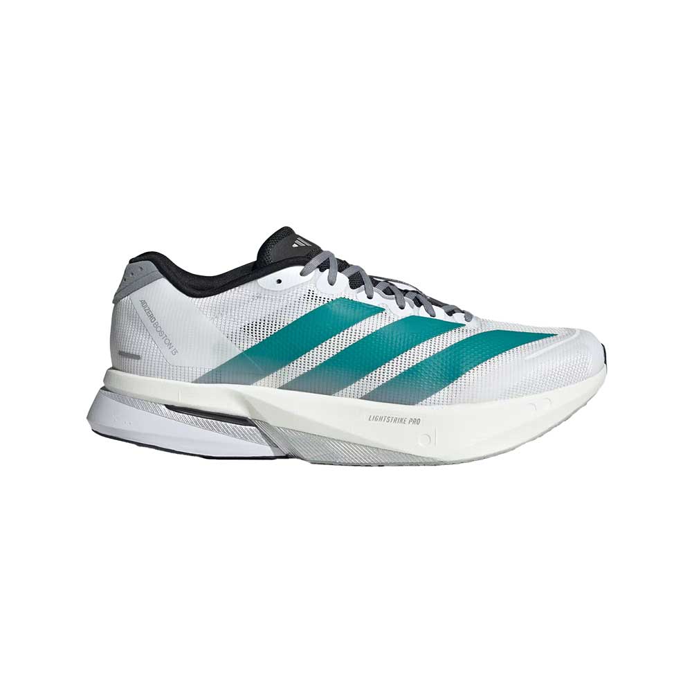 Men's Boston 13 Running Shoe - Cloud White/Pure Teal/Grey - Regular (D)