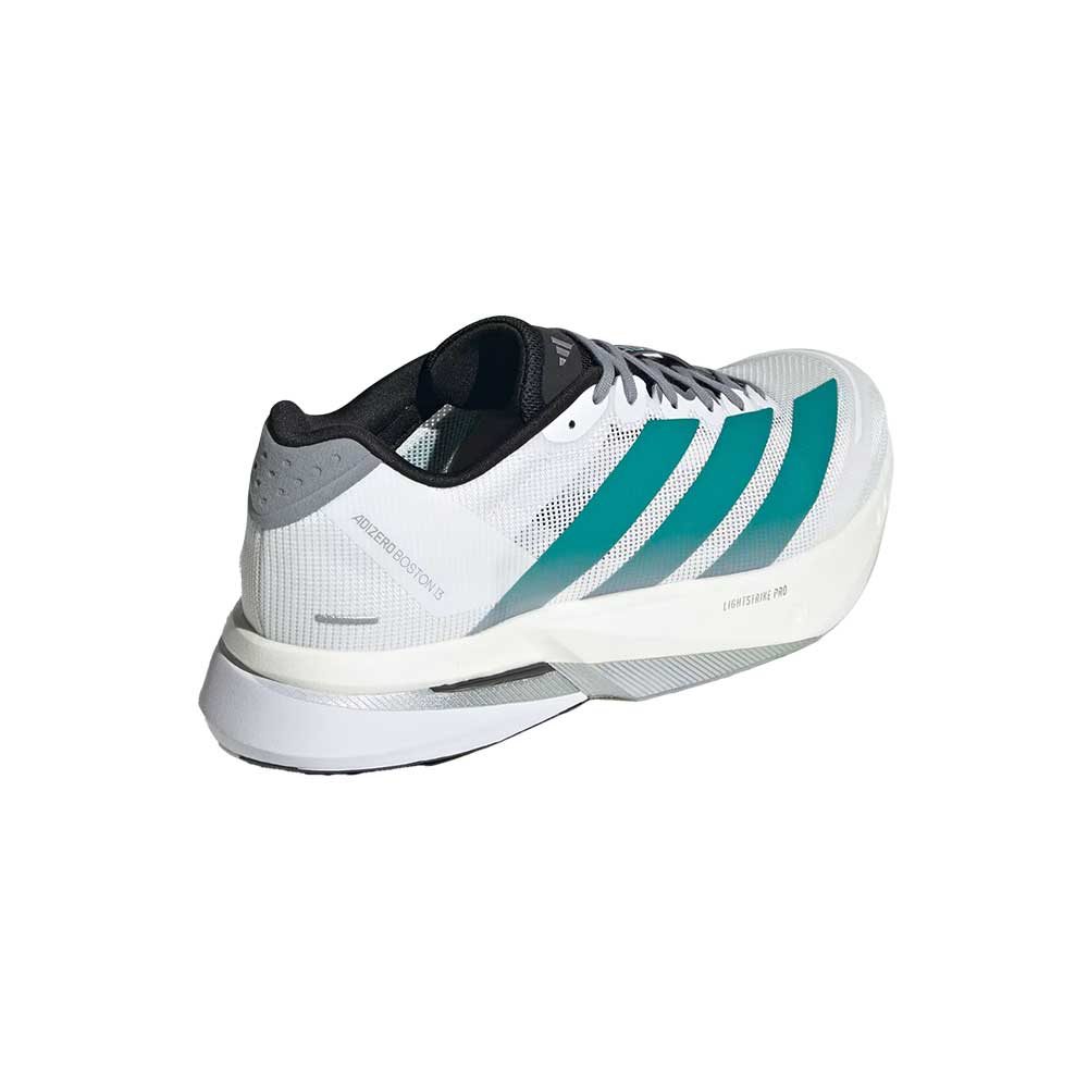 Men's Boston 13 Running Shoe - Cloud White/Pure Teal/Grey - Regular (D)