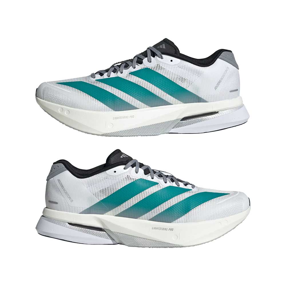 Men's Boston 13 Running Shoe - Cloud White/Pure Teal/Grey - Regular (D)