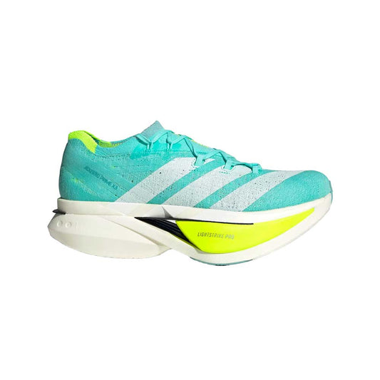 Men's Adizero Prime X3 Strung Running Shoe - Flash Aqua/Zero Metallic/Lucid Lemon - Regular (D)