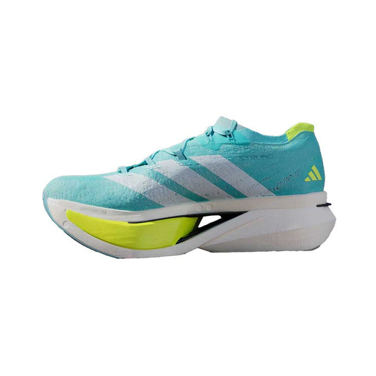 Men's Adizero Prime X3 Strung Running Shoe - Flash Aqua/Zero Metallic/Lucid Lemon - Regular (D)