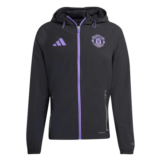 Manchester United Tiro 25 Competition Vis Tech Travel Jacket - Black/Purple Rush