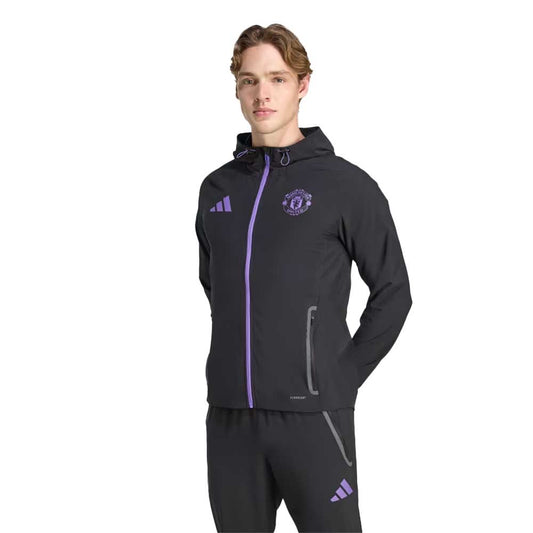 Manchester United Tiro 25 Competition Vis Tech Travel Jacket - Black/Purple Rush