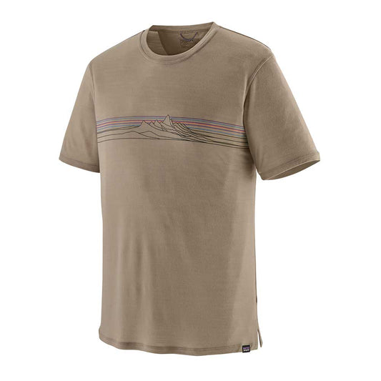 Men's Capilene Cool Merino Blend Graphic Shirt - Strata Stripe: Seabird Grey