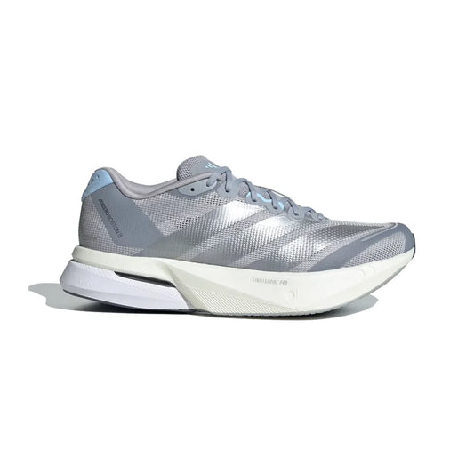 Women's Boston 13 Running Shoe - Halo Silver/Silver Metallic/Glow Blue